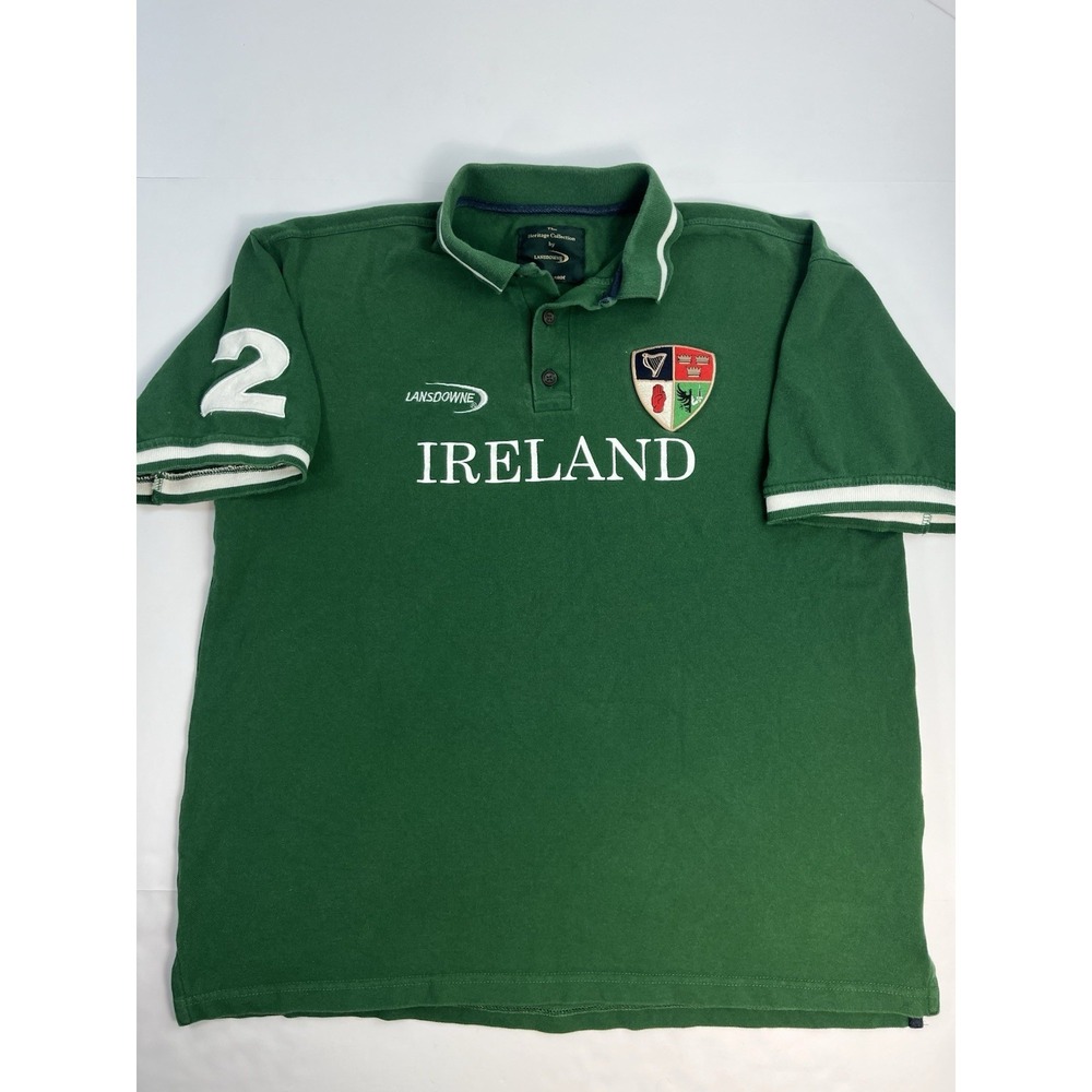 Lansdowne Ireland Rugby Shirt Polo Mens XL Green Short Sleeve Cotton Jersey